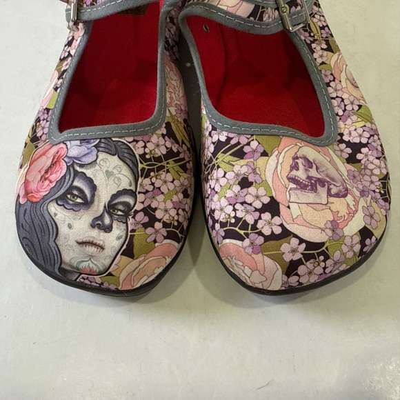 Hot Chocolate Chocolaticas Mary Jane Flor La Muerte Day of Dead Flats US Size 6 - Picture 2 of 13